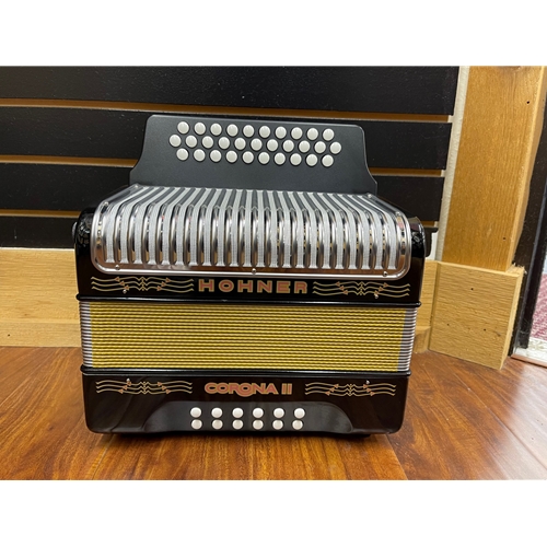 3500FB Hohner Corona II F/Bb/EB Diatonic Accordion Black